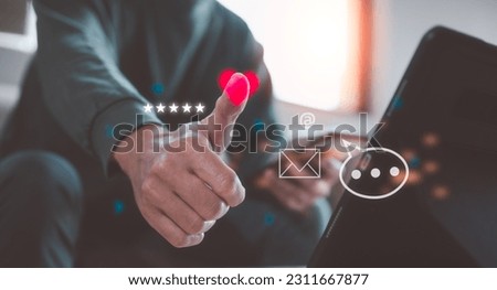 social media platform internet network concept, man using smartphone sending receiving social media connection icon love heart contact message thumb up on heart shape online network