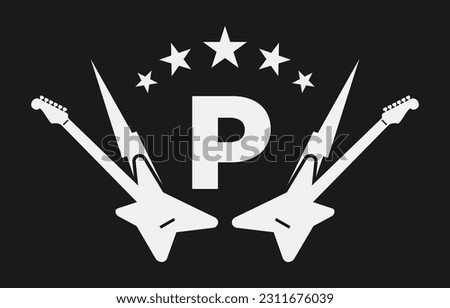 letter P electric guitar vector logo design