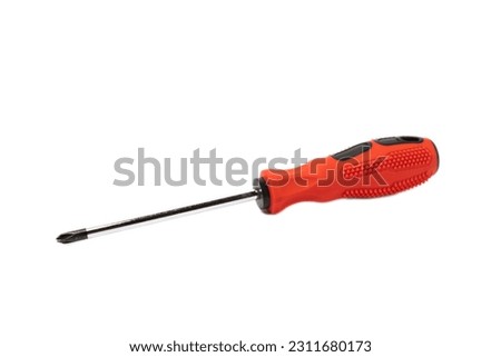 Red black screwdriver isolated on white background. Builder's and electrician's tool. Tools. Concept building Royalty-Free Stock Photo #2311680173