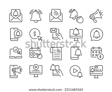 Subscription thin line icons. For website marketing design, logo, app, template, ui, etc. Vector illustration. Royalty-Free Stock Photo #2311685565