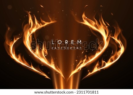 Lines in fire frame template with sparks and light rays
