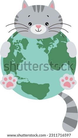 Cute cat with a globe

