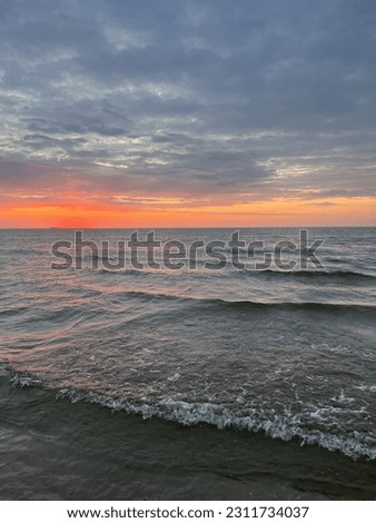 sunset seascape, sea cloudscape, orange sea sunset, sea shoreline, twilights sea background