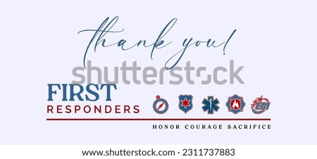 National First Responders Day Holiday concept. Template for background, banner, card, poster, t-shirt with text inscription Royalty-Free Stock Photo #2311737883