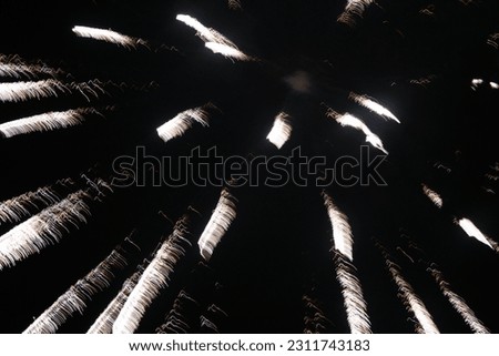 Summer. Fireworks. Vivid memories of summer. The night sky is lit up with rich colors of fireworks. A moment of brilliance and fading. An abstract vision of radiance. Background with fireworks. Royalty-Free Stock Photo #2311743183