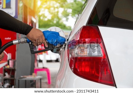 Closeup fuel  gasohol, gasoline ,benzine, at a gasoline station ,price gasoline concept.
 Royalty-Free Stock Photo #2311743411