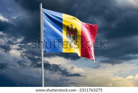 The national flag of the Republic of Moldova 
