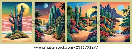cactus garden with a variety of succulents, cacti and other desert plants, with a blooming desert rose in the foreground fantasy Royalty-Free Stock Photo #2311791277