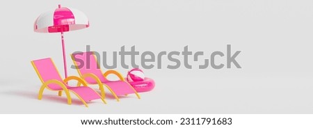 Creative collage picture placard loungers sun umbrella inflatable ring ball empty space proposition isolated on white background Royalty-Free Stock Photo #2311791683