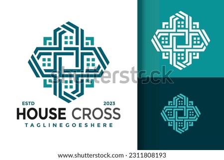 House Cross Medical Logo vector icon illustration