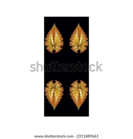 Illustration 3d black color background for designs and decoration of fabric prints, canvases, upholstery patterns and for printing decoration of furniture and accessories four autumn leaf