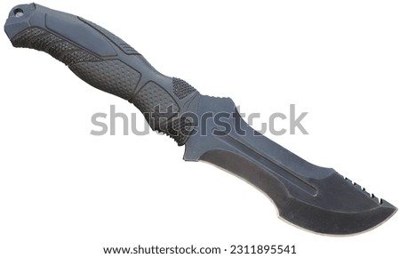 hunting knife, steel arms, black, fixed blade