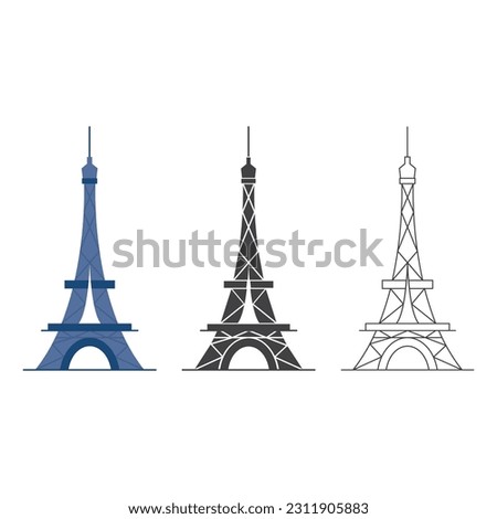 Eiffel Tower Icon Set Vector Design.