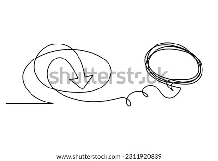 Abstract continuous lines arrows and comment as drawing on white background