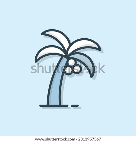 Palm Tree flat outlined icon