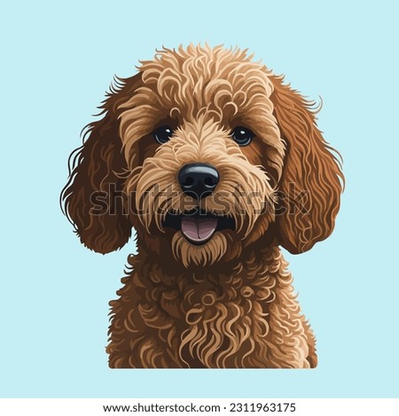 Golden Doodle Dog. Color image of a dogs head isolated on a plain background. Dog portrait, Vector illustration Royalty-Free Stock Photo #2311963175