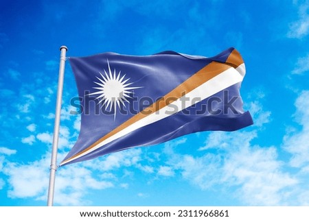 Marshall Islands flag waving in the wind Royalty-Free Stock Photo #2311966861