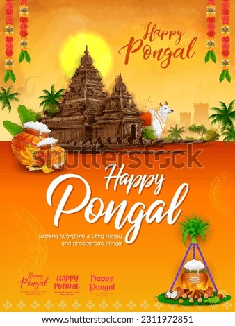 illustration of Happy Pongal Holiday Harvest Festival of Tamil Nadu South India greeting background Royalty-Free Stock Photo #2311972851