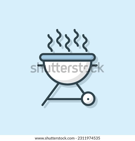 Barbeque BBQ Grill flat outlined icon