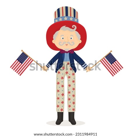 Uncle Sam Boy with Hat and USA Flag