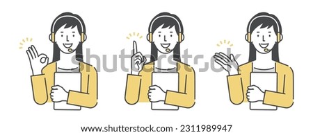 A set of female operators who deal with customers at a call center Royalty-Free Stock Photo #2311989947