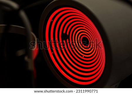 Corneal topographer shines red light for topography examination. Corneal topography eye vision test for visual description of the shape and power of the cornea Royalty-Free Stock Photo #2311990771