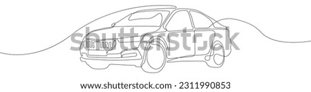 Car icon line continuous drawing vector. One line Car icon vector background. Car rental icon. Continuous outline of a Car logo icon.