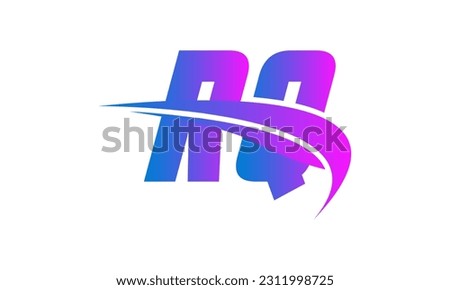 Initial RQ letter Logo With Swoosh Design Graphic Vector Template for Business and Company Identity.