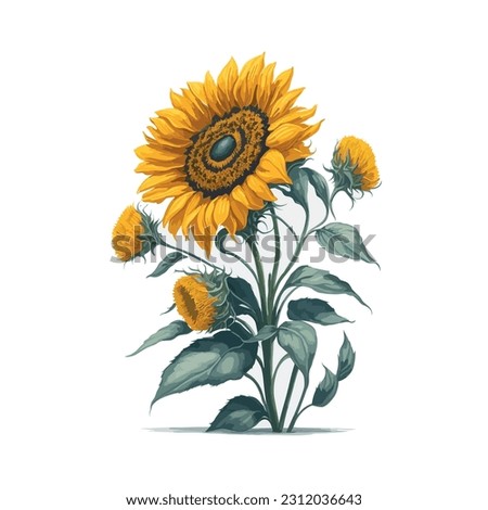 This exquisite piece of art showcases the graceful charm of sunflowers in a watercolor medium. The soft, translucent washes of color create a captivating effect, highlighting the intricate textures.