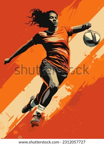 A Woman playing soccer action poster