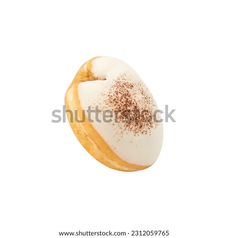 Coffee and white chocolate donut isolated on white background with clipping path.