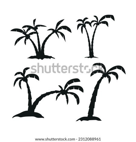 vector silhouette of a coconut tree. Isolated hand drawn illustration