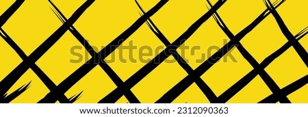 Yellow background with crossed and wavy black stripes and the words "monday" 