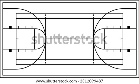Multi-game court line art illustration isolated in white background