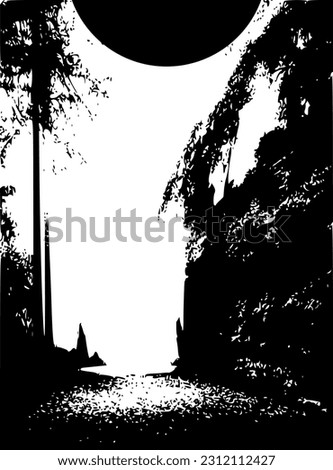 The illustrations and clipart. silhouette of nature landscape view