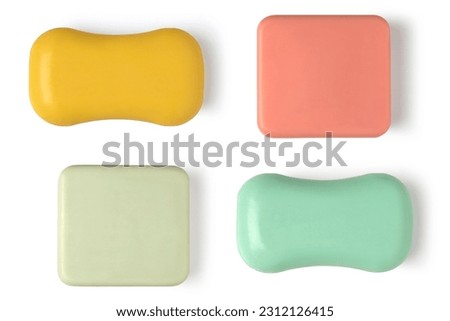 A set of four different bars of soap. Full depth of field. With clipping path Royalty-Free Stock Photo #2312126415