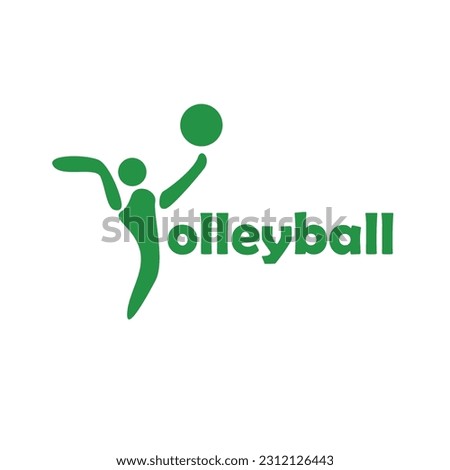 volleyball logo, green logo and white background, sport logo