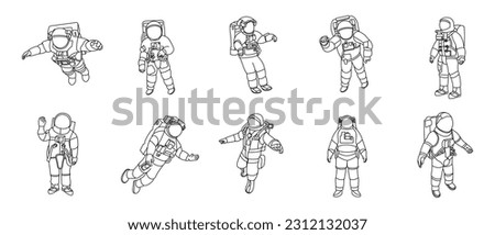 Astronaut Outline Illustration Vector Set Royalty-Free Stock Photo #2312132037