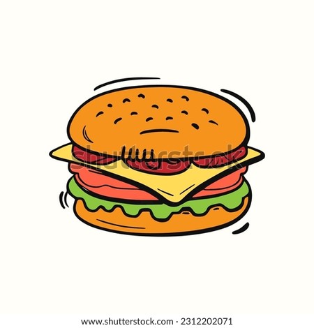 Cute hand-drawn doodle burger icon illustration