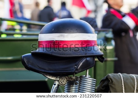 Polish insurrectionist helmet on Independence Day