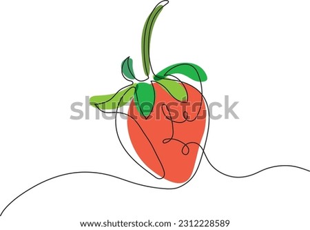 Vector strawberry with one line style and spots
