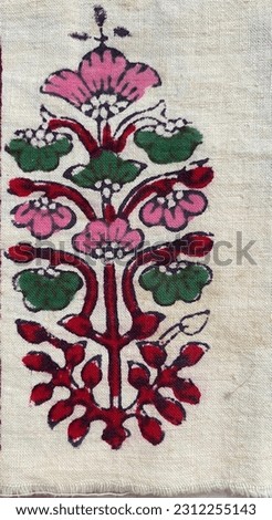 Organic Block printed Jaipur print floral motif in bright Colors 