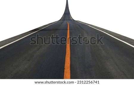 Abstract black asphalt Road transport with white and yellow line isolated on white background. This has clipping path.