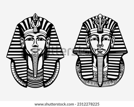 Enigmatic hand drawn logo design illustration featuring a pharaoh, symbolizing leadership, heritage, and grandeur Royalty-Free Stock Photo #2312278225