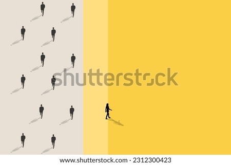 Businessman has to make decision which way to go for his success, Business team or partner go different way, Different or unique concept Royalty-Free Stock Photo #2312300423