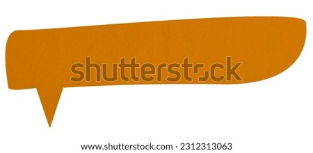 Orange paper chat bubble isolated on a white background. Blank speech bubble sticker.