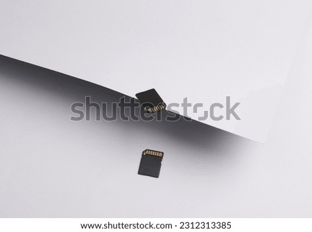 Two sd memory cards on white background. Creative layout