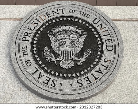 A Presidential Seal at the Carter Center Royalty-Free Stock Photo #2312327283