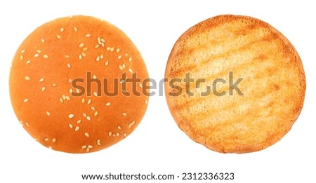Hamburger bun on white background, close-up
