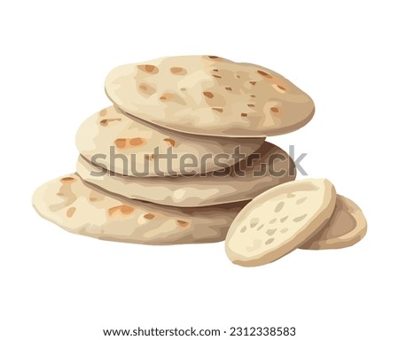 Freshly baked pita bread stacked icon isolated Royalty-Free Stock Photo #2312338583